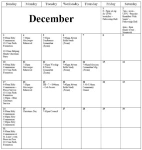 Calendar of Events - St Lukes Lutheran Church